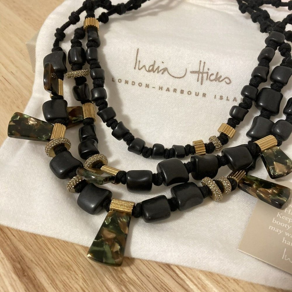 India Hicks Drawing Room Necklace Black/Camo NIB Retired Item HTF - Picture 3 of 7